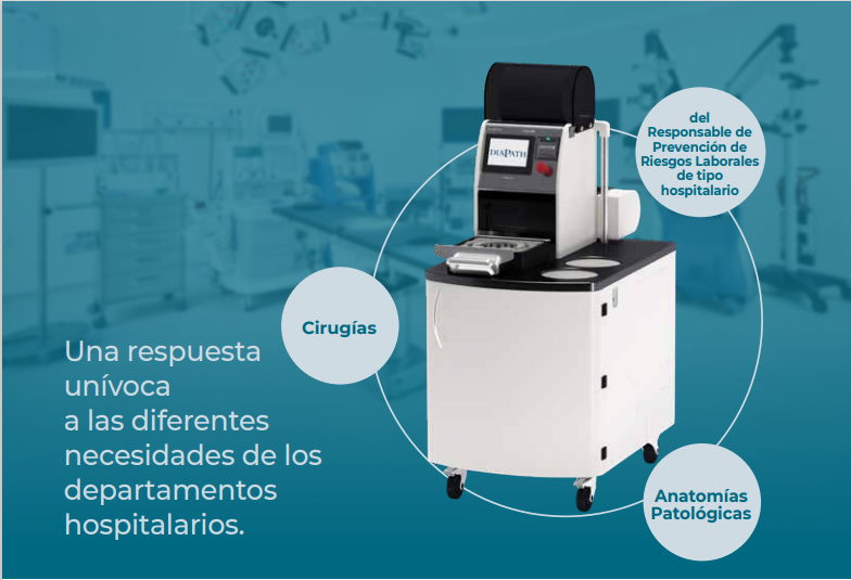 Dispensador automático de formalina y sellador hermético para muestras histológicas para comprobar la normativa de formol